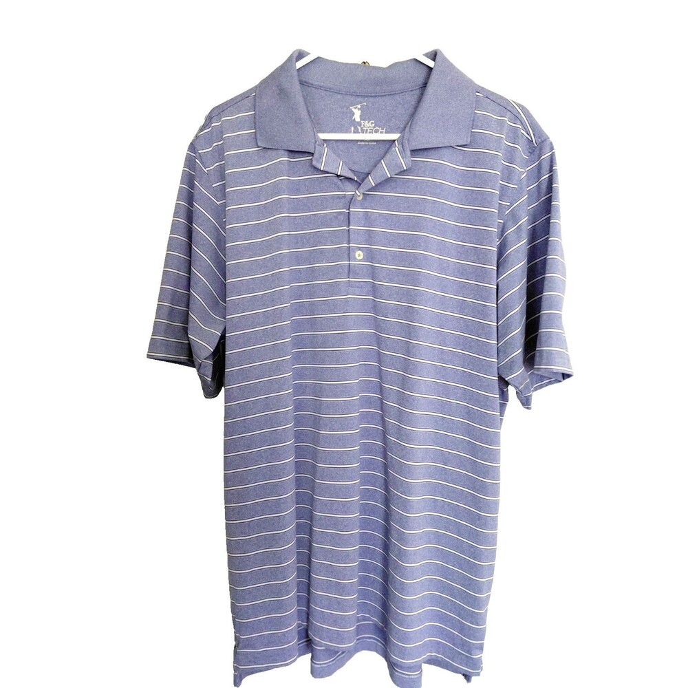 F&G Tec (Fairway & Greene) Golf Shirt Mens Sz XL Blue Stripe
